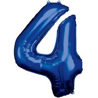 amscan® Folienballon Zahl 4 blau, 1 St. von amscan®