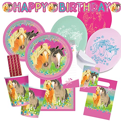 spielum 61-teiliges Party-Set Pferde für 8 Kinder - Party-Deko für Geburtstagspartys - Pretty Pony von spielum