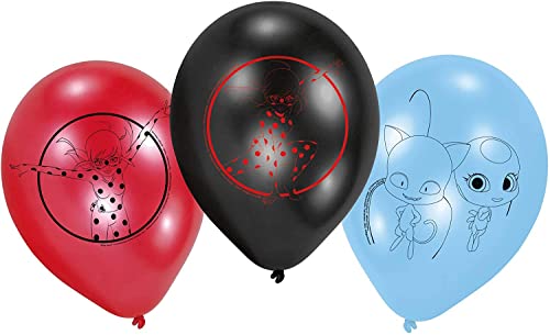 6 Latex-Ballons * MIRACULOUS * als Deko für eine Mottoparty oder Kindergeburtstag // von Amscan // Ladybug Marienkäfer Superheld Party Geburtstag Luftballons von amscan