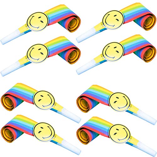 amscan 9906560 8 Luftrüssel Smiley World 2 als Gag für Kindergeburtstag und Party | Tröten Blowouts Emojis Comic Smily Kinder Geburtstag, Mehrfarbig von amscan