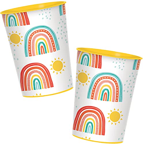 amscan 8 Party-Becher * RETRO RAINBOW * für Kindergeburtstag und Mottoparty | Regenbogen Kinder Geburtstag Partybecher Pappbecher Motto von amscan