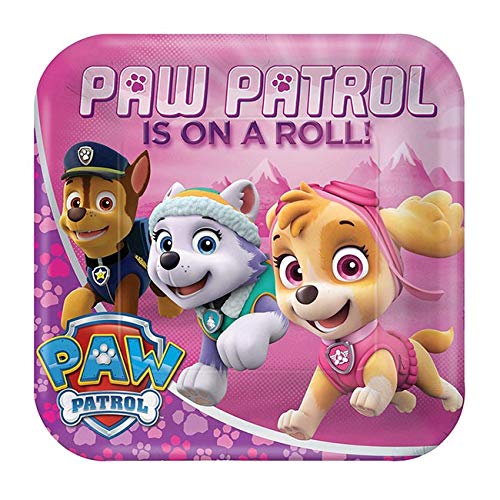 amscan 8 Partyteller * PAW Patrol PINK * für einen Mädchen-Kindergeburtstag und Motto-Party // Kinder Geburtstag Girl Teller von amscan