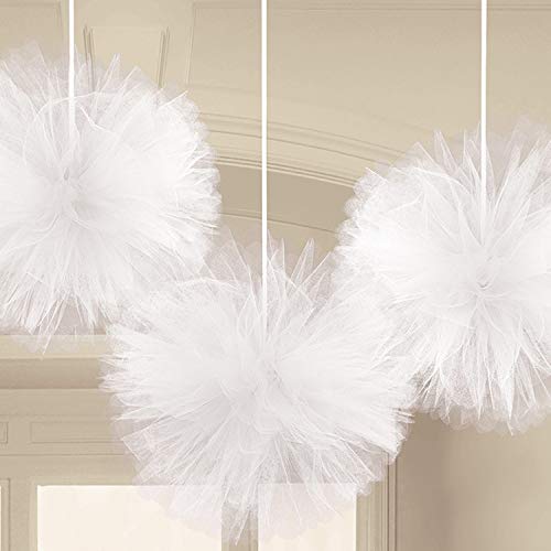 Adult 3 Pack White Fluffy Tulle Decorations von amscan