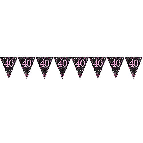 Adult Pink Celebration 40th Birthday Plastic Pennant Bunting Adult Pink Celebration 40th Birthday Plastic Pennant Bunting von amscan