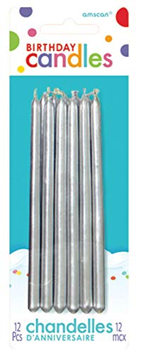 Silver Taper Candles 11.5cm /12 von amscan