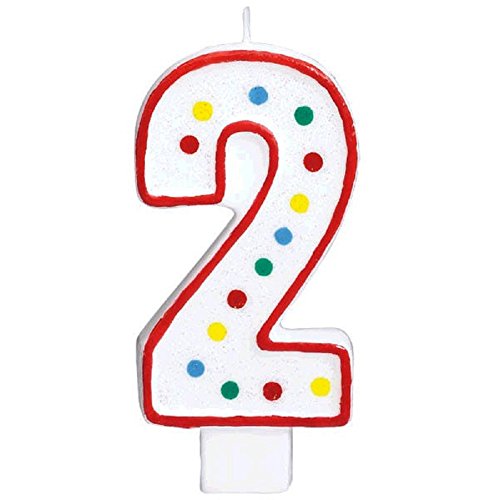 Amscan 177782 - Zahlenkerze Geburtstag 2 Weiß & Punkte Höhe 13,3 cm, Kuchendekoration Amscan 177782 - Zahlenkerze Geburtstag 2 Weiß & Punkte Höhe 13,3 cm, Kuchendekoration von amscan