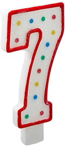 Amscan 177787 - Zahlenkerze Geburtstag 7 Weiß & Punkte Höhe 13,3 cm, Kuchendekoration Amscan 177787 - Zahlenkerze Geburtstag 7 Weiß & Punkte Höhe 13,3 cm, Kuchendekoration von amscan