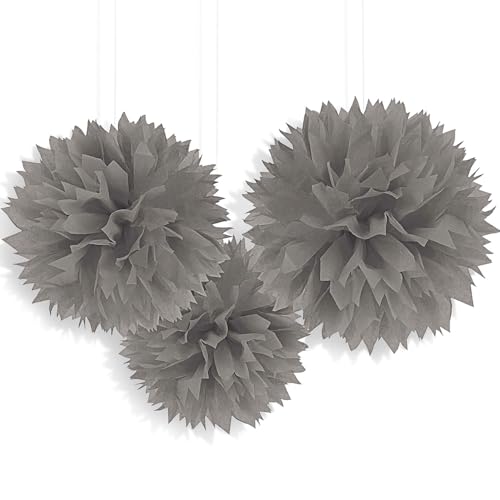 Amscan 18055-18-55 - Fluffy Dekobälle zum Aufhängen, Silber, 3 Stück, circa 41 cm, Papier, Hängedekoration Amscan 18055-18-55 - Fluffy Dekobälle zum Aufhängen, Silber, 3 Stück, circa 41 cm, Papier, Hängedekoration von amscan