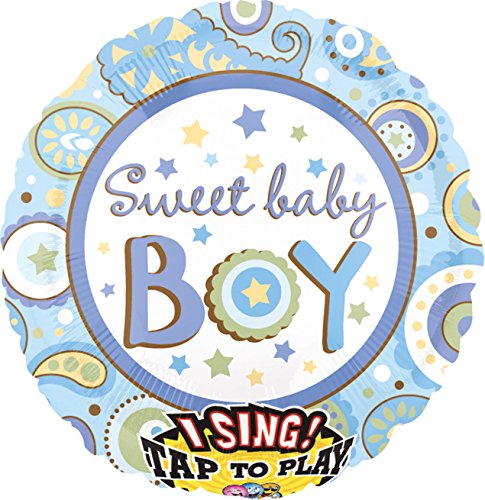Amscan 22069 01 - Sing-A-Tune Sweet Baby Boy Folienballon P60 verpackt, Luftballon von amscan