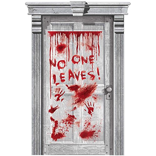 Amscan 241210-55 - Türdekoration No one Leaves, Größe 165,1 x 85 cm, Plastik, Raumdekoration, Gruselhaus, Halloween, Rot Amscan 241210-55 - Türdekoration No one Leaves, Größe 165,1 x 85 cm, Plastik, Raumdekoration, Gruselhaus, Halloween, Rot von amscan