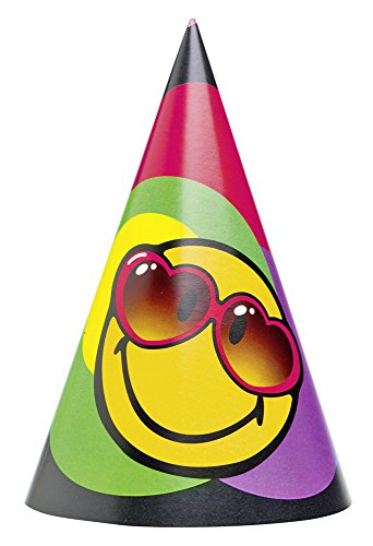 Amscan 250162- Partyhüte Smiley, 6 Stück, Größe 16,1 cm, mit Gummiband, Papierhut, Hut, Kappe, Accessoire, Brille, Gesicht, Lächeln, Kinderparty, Geburtstag, Karneval, Mottoparty von amscan
