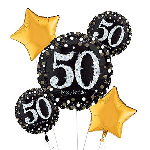 Amscan 3214501 - Folienballons Bouquet Sparkling Birthday 50, 5 Stück, Heliumballon von amscan
