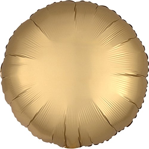 Amscan 3680101 - Standard Folienballon Satin Luxe Gold Sateen, rund, Durchmesser 43 cm, Luftballon, Heliumballon von amscan