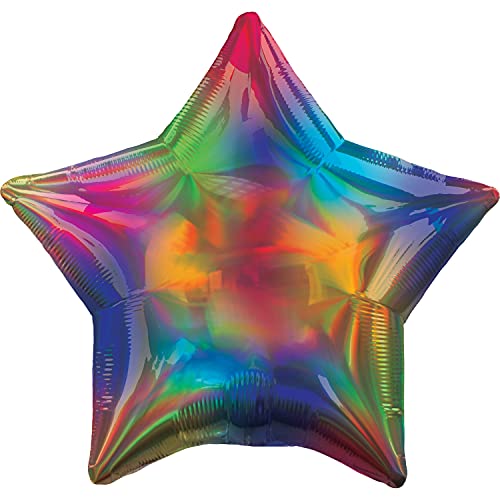 Amscan 3927101 - Standard Folienballon Holographic Stern, Regenbogenfarben, circa 43 cm, Geburtstag, Geschenk, CSD, Dekoration, Heliumballon, Luftballon Amscan 3927101 - Standard Folienballon Holographic Stern, Regenbogenfarben, circa 43 cm, Geburtstag, Geschenk, CSD, Dekoration, Heliumballon, Luftballon von amscan