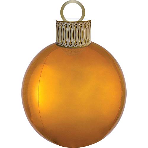 Amscan 4040701 - Orbz XL Folienballon Ornament Weihnachtskugel, 38 x 50 cm, Gold, Weihnachten, Heliumballon, Party, Dekoration, Xmas, Christmas, Baumschmuck von amscan