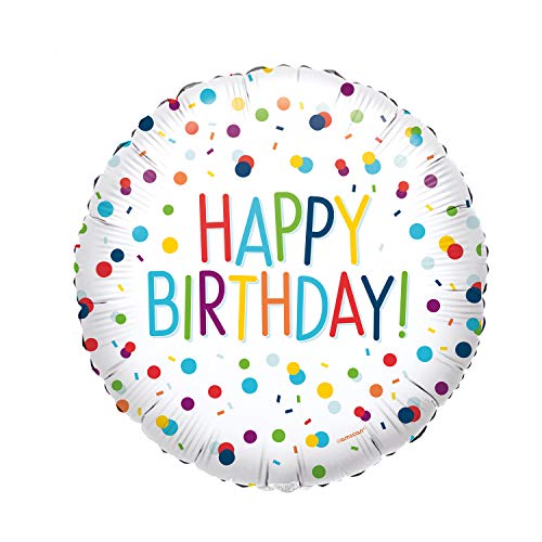 Amscan 4134001 - Standard Folienballon Konfetti Happy Birthday, Durchmesser circa 43 cm, für Helium und Luft, Geburtstag Amscan 4134001 - Standard Folienballon Konfetti Happy Birthday, Durchmesser circa 43 cm, für Helium und Luft, Geburtstag von amscan
