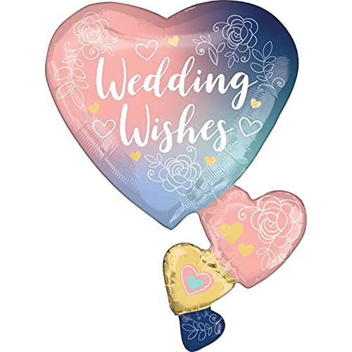 Amscan 4182001 - SuperShape Folienballon Herzen, Wedding Wishes, Geschenk, Dekoration, Hochzeit, Vermählung, Heliumballon, Luftballon Amscan 4182001 - SuperShape Folienballon Herzen, Wedding Wishes, Geschenk, Dekoration, Hochzeit, Vermählung, Heliumballon, Luftballon von Anagram