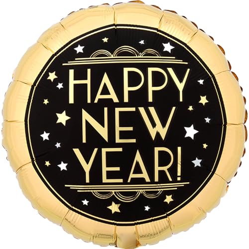 Amscan Standard Vintage Satin New Year Folienballon S40 verpackt 43 cm von amscan