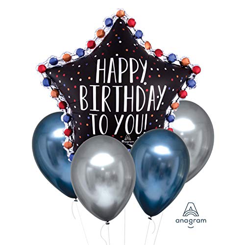 Amscan 4222101 - Ballon-Set Geburtstag, 4 Luftballons aus Latex, 1 Folienballon, mehrfarbig, für Geburtstag, Dekoration von amscan