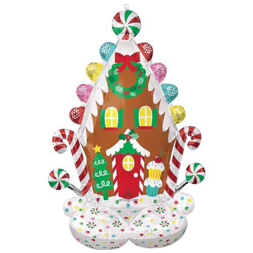 Amscan 4491411 - AirLoonz Folienballon Lebkuchenhaus, 81 cm x 129 cm, Ballon, Weihnachten, Dekoration von amscan