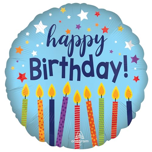 Amscan 4594201 - Happy Birthday Kerzen runder Folienballon - 45,7 cm von amscan