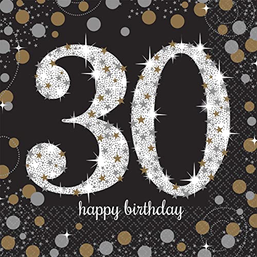 Amscan 511545 - Servietten 40. Geburtstag, 16 Stück, 33 x 33 cm, Happy Birthday, Sparkling Celebration von amscan