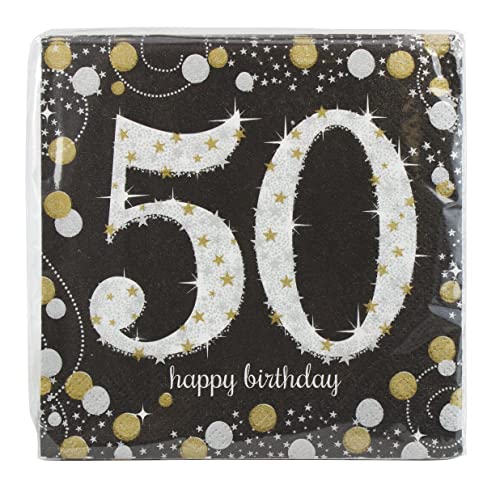 Amscan 511546 - Servietten 50. Geburtstag, 16 Stück, 33 x 33 cm, Happy Birthday, Sparkling Celebration von amscan