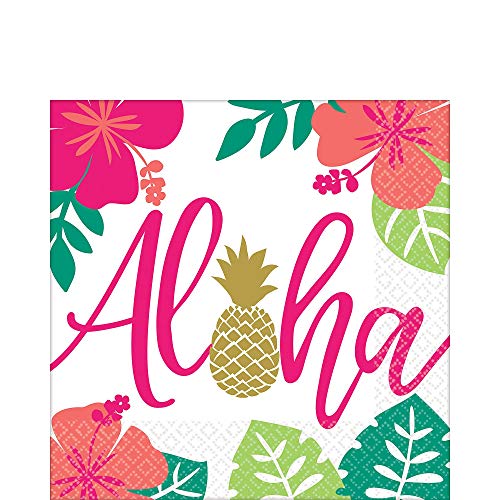 Amscan 511953 - Servietten Aloha, 16 Stück, 33 x 33 cm, Hawaii, Urlaub, Aloha, Mottoparty (1er Pack) von amscan