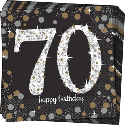 Amscan 511964 - Servietten 70. Geburtstag, 16 Stück, 33 x 33 cm, Happy Birthday, Sparkling Celebration von amscan