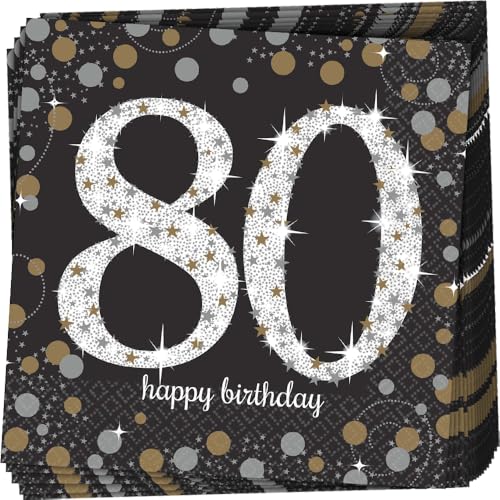 Amscan 511965 - Servietten 80. Geburtstag, 16 Stück, 33 x 33 cm, Happy Birthday, Sparkling Celebration Amscan 511965 - Servietten 80. Geburtstag, 16 Stück, 33 x 33 cm, Happy Birthday, Sparkling Celebration von amscan
