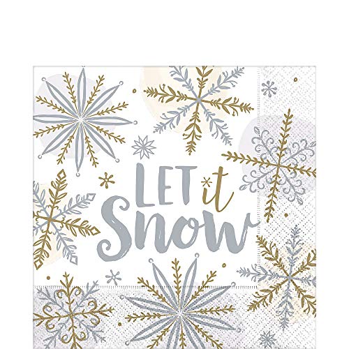 Amscan 512174 - Servietten Shining Snow, Größe 33 x 33 cm, 16 Stück, Let it Snow, Schneeflocken, Tischdekoration, Mundtuch, Heilig Abend, Weihnachten, Adventszeit Amscan 512174 - Servietten Shining Snow, Größe 33 x 33 cm, 16 Stück, Let it Snow, Schneeflocken, Tischdekoration, Mundtuch, Heilig Abend, Weihnachten, Adventszeit von amscan