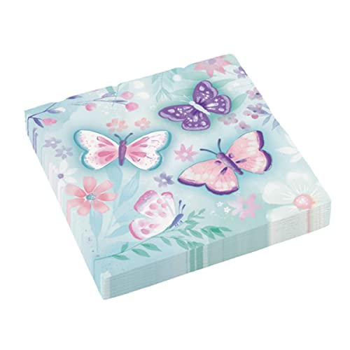 Amscan 512712 - Servietten Flutter, 16 Stück, 33 x 33 cm, Schmetterling, Geburtstag, Party von amscan