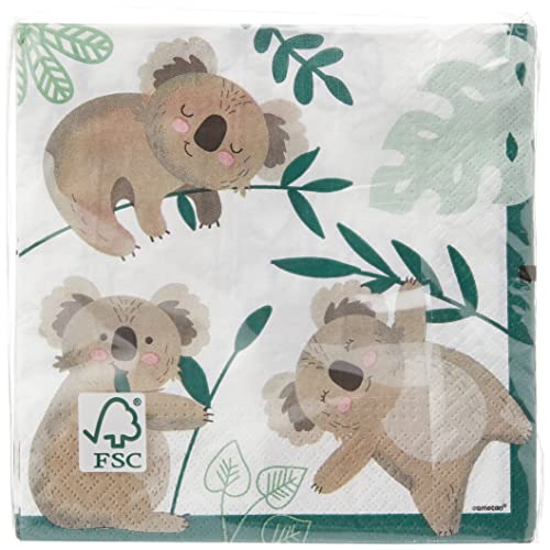 Amscan 512717 - Sevietten Koala, 16 Stück, 33 x 33 cm, 2-lagig, Tischdekoration, Mittel von amscan