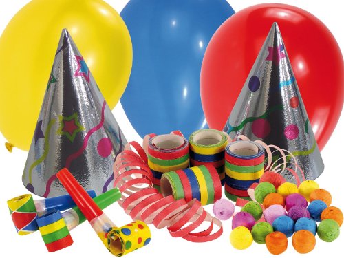 Amscan 550017 - Partyset mit 20 Teilen, Partyhüte, Luftschlangen, Tröten, Luftballons, Papierbällchen, Geburtstag, Karneval von amscan