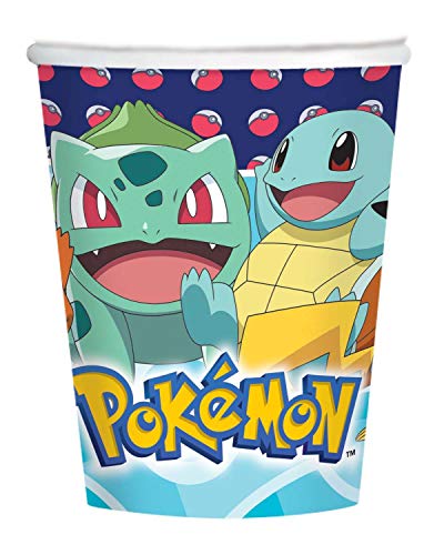 Amscan 552158 - Becher Pokemon, 8 Stück, 250 ml, Pappbecher, Einwegbecher, Kindergeburtstag von amscan
