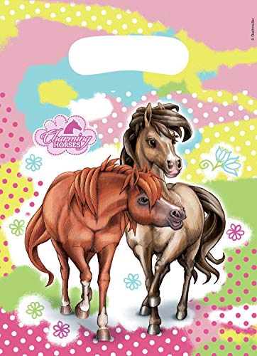 Amscan 552347 - Partytüten Charming Horses, 6 Stück, 23 x 17 cm, Pferde, Mitgebsel, Kindergeburtstag von amscan