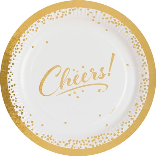 Amscan 8 Teller Cheers Golden Wishes rund Papier 23 cm von amscan