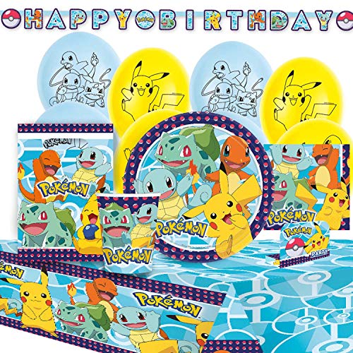 Amscan 9050 0365 - Partyset Pokemon 8 Teller, 8 Becher, 16 Servietten, Tischdecke, 8 Beutel, Girlande, 8 Einladungen/Umschlag, 6 Latexballons Amscan 9050 0365 - Partyset Pokemon 8 Teller, 8 Becher, 16 Servietten, Tischdecke, 8 Beutel, Girlande, 8 Einladungen/Umschlag, 6 Latexballons von amscan