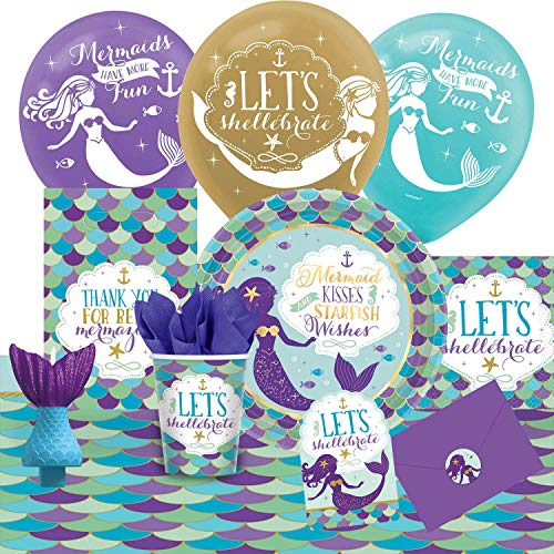 Amscan 9050 0375 - Partyset Meerjungfrau, 8 Teller, 8 Becher, 16 Servietten, Tischdecke, Kerze, 8 Beutel, 8 Einladungen/Umschläge, 6 Latexballons Amscan 9050 0375 - Partyset Meerjungfrau, 8 Teller, 8 Becher, 16 Servietten, Tischdecke, Kerze, 8 Beutel, 8 Einladungen/Umschläge, 6 Latexballons von amscan