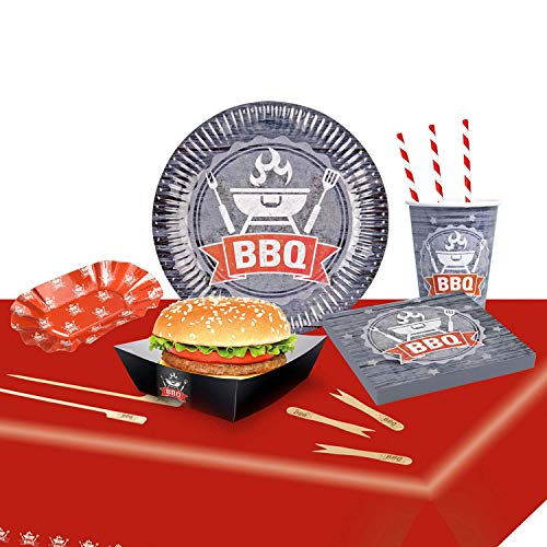 Amscan 9050 0378 - Partyset BBQ, 8 Teller, 8 Becher, 20 Servietten, Tischdecke, 12 Trinkhalme, 8 Teller, 20 Holzspieße, 4 Boxen, 20 Minigabeln Amscan 9050 0378 - Partyset BBQ, 8 Teller, 8 Becher, 20 Servietten, Tischdecke, 12 Trinkhalme, 8 Teller, 20 Holzspieße, 4 Boxen, 20 Minigabeln von amscan