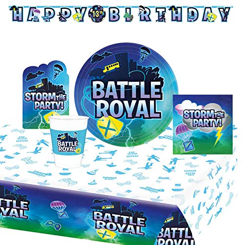 Amscan 9050 0396 - Partyset Battle Royal, 8 Teller, Tischdecke, 8 Becher, 16 Servietten, Jumbo-Girlande, 8 Einladungskarten mit Umschlag Amscan 9050 0396 - Partyset Battle Royal, 8 Teller, Tischdecke, 8 Becher, 16 Servietten, Jumbo-Girlande, 8 Einladungskarten mit Umschlag von amscan