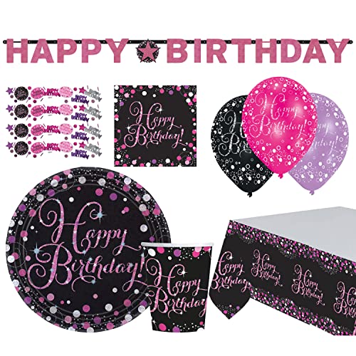 Amscan 9050 0415-66 - Partyset Happy Birthday, 41-teilig, Teller, Becher, Servietten, Luftballons, Konfetti, Tischdecke, Partykette, Einweggeschirr & Dekoration, Geburtstag, Party Amscan 9050 0415-66 - Partyset Happy Birthday, 41-teilig, Teller, Becher, Servietten, Luftballons, Konfetti, Tischdecke, Partykette, Einweggeschirr & Dekoration, Geburtstag, Party von amscan