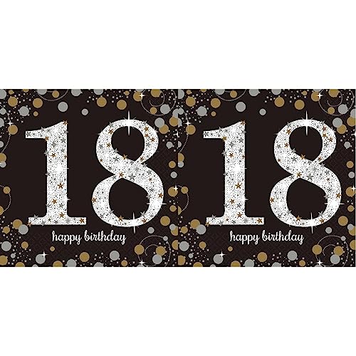 Amscan 9900556 - Servietten 18. Geburtstag, 16 Stück, 33 x 33 cm, Happy Birthday, Sparkling Celebration (Packung mit 2) von amscan