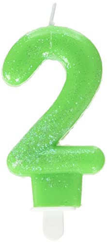 Amscan 9900763 - Zahlenkerze 2, Höhe 7,6 cm, Null, Grün, Glitzer, Tortenkerze, Kerze, Geburtstag, Kuchen, Dekoration Amscan 9900763 - Zahlenkerze 2, Höhe 7,6 cm, Null, Grün, Glitzer, Tortenkerze, Kerze, Geburtstag, Kuchen, Dekoration von amscan