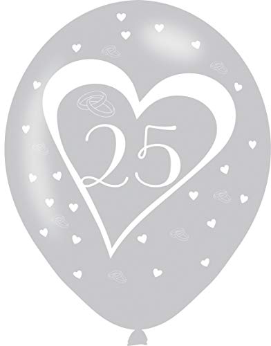 Amscan 9901022 - Latexballons Silberne Hochzeit, 6 Stück, circa 28 cm, Silber, Hochzeitsdekoration Amscan 9901022 - Latexballons Silberne Hochzeit, 6 Stück, circa 28 cm, Silber, Hochzeitsdekoration von amscan