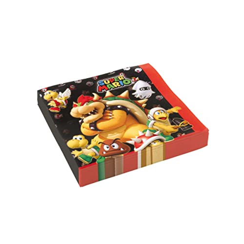 Amscan 9901538 - Servietten Super Mario, 20 Stück, 33 x 33 cm, Partygeschirr, Kindergeburtstag, Motiv von amscan