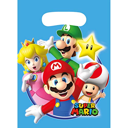 Amscan 9901541 - Partytüten Super Mario, 8 Stück, 23 x 16,5 cm, Mitgebsel, Kindergeburtstag von amscan