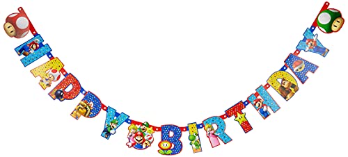 Amscan 9901542 - Partykette Super Mario Happy Birthday, Größe 190 x 15 cm, Girlande, Hängedekoration von amscan