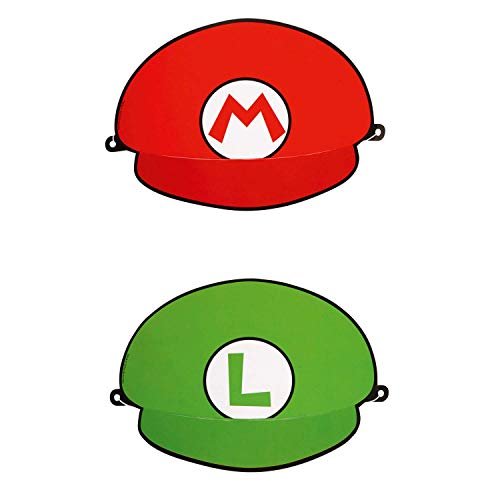 Amscan 9901544 - Partyhüte Super Mario, 8 Stück, Größe 18,1 x 12,4 cm, 2 Motive sortiert, Grün, Rot, Luigi, Papierkappe, Give Away, Geburtstag, Karneval, Kinderparty, Mottoparty, Überraschung Amscan 9901544 - Partyhüte Super Mario, 8 Stück, Größe 18,1 x 12,4 cm, 2 Motive sortiert, Grün, Rot, Luigi, Papierkappe, Give Away, Geburtstag, Karneval, Kinderparty, Mottoparty, Überraschung von amscan