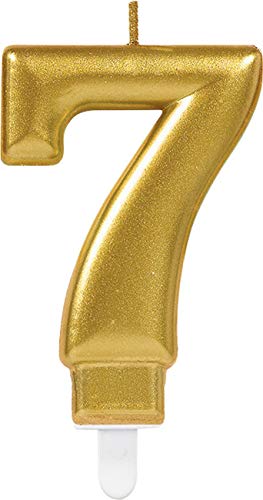 Amscan 9901779 - Zahlenkerze 7, Höhe 9,3 cm, Gold, Kuchenkerze, Geburtstag Amscan 9901779 - Zahlenkerze 7, Höhe 9,3 cm, Gold, Kuchenkerze, Geburtstag von amscan